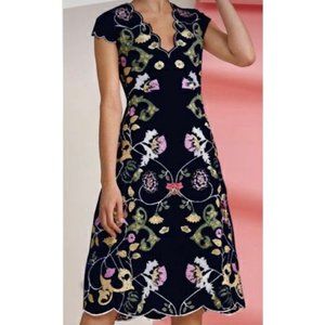 Foxiedox Embroidered Scalloped Floral Short Sleeve Dress